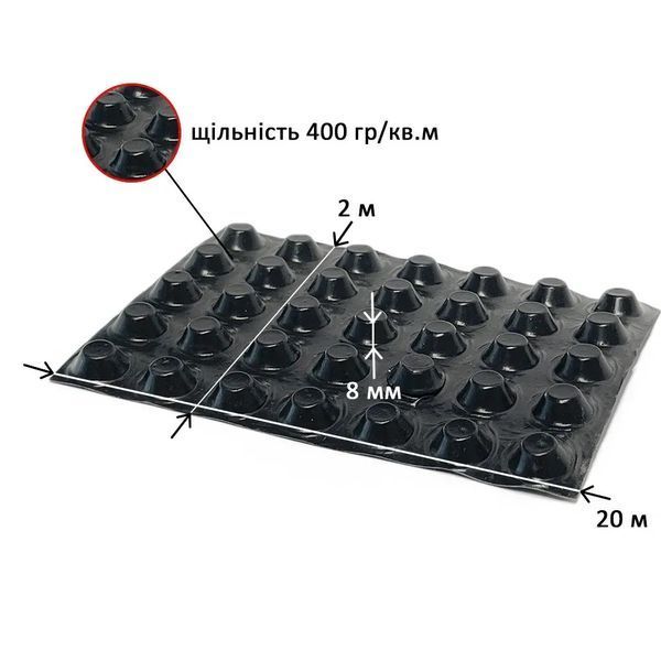 Шиповидна мембрана 400 г/м2, 2х20 м SNTDrain Туреччина SNTDrain фото