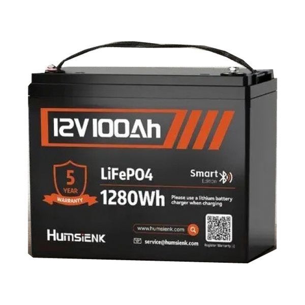 Акумулятор HUMSIENK LiFePO4 12 В 100 А&middot;год, 1280 Вт&middot;год, Smart BMS 100 А, Bluetooth HUMSIENK-12V100AH-BT фото