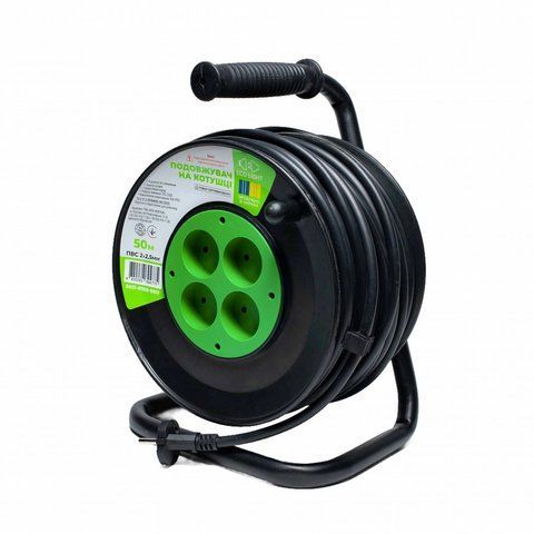 Подовжувач на котушці ECOLIGHT 50 м (2х2.5 мм&sup2;) ЕКП-0108-0011 ECOLIGHT 50м (2х2.5 мм&sup2;) фото